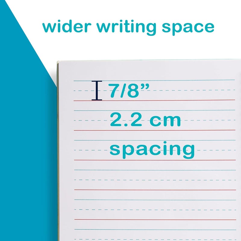Learning Owl A4 Lined Handwriting Practice Notebook for Kids – Dotted Midline, Spiral Bind, Pre-K, Kindergarten, 100 Thick Pages (2, Green Dino) - Image 3